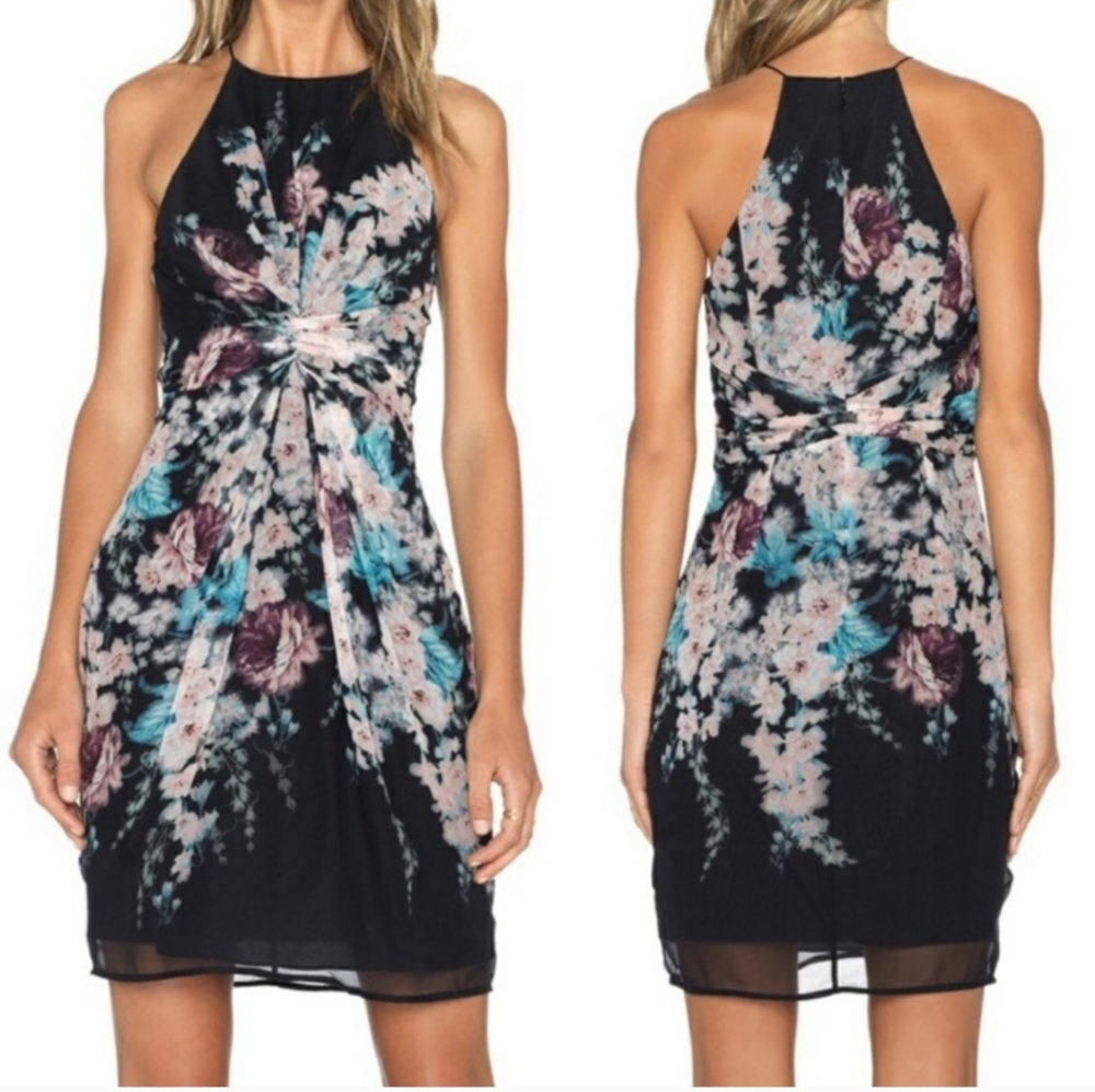 Zimmermann Pink and Black Sheath Halter Dress